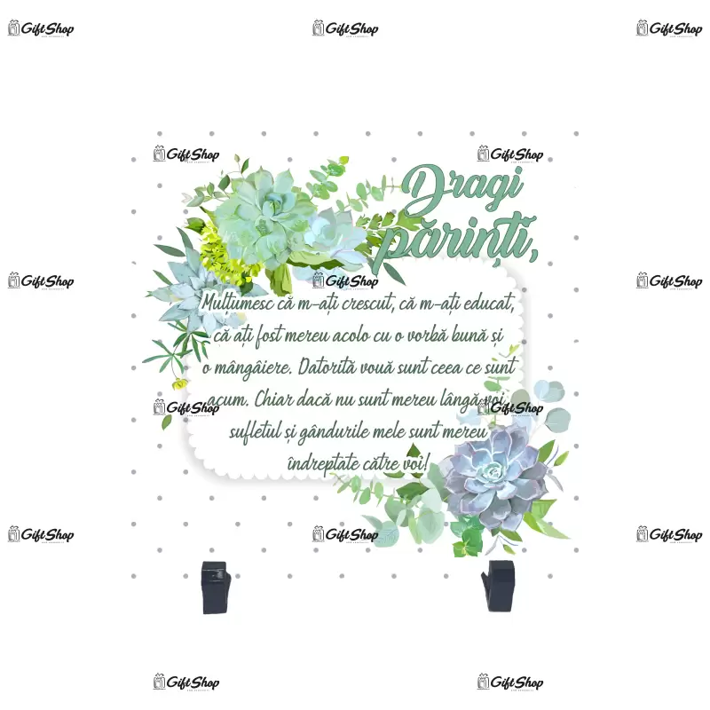 Dragi parinti  multumesc ca..., placheta cu mesaj